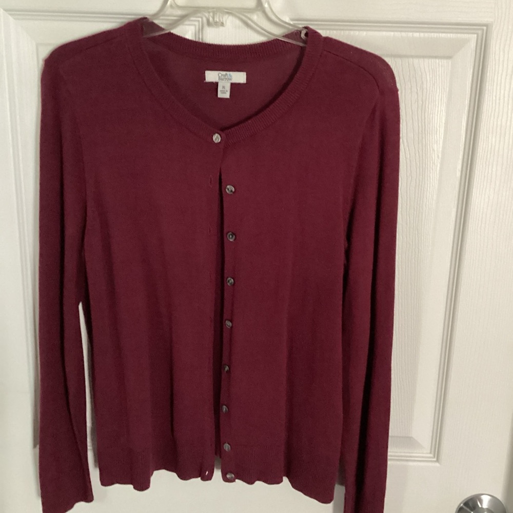 Women's Burgundy Cardigan Sweater
